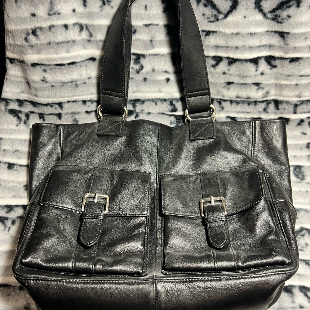 Black Leather Tote Bag